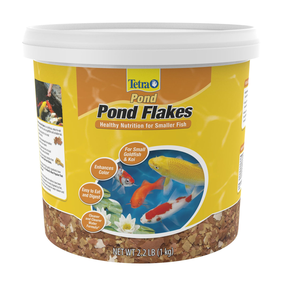 Tetra Pond Flakes for small goldfish promote energy and color.