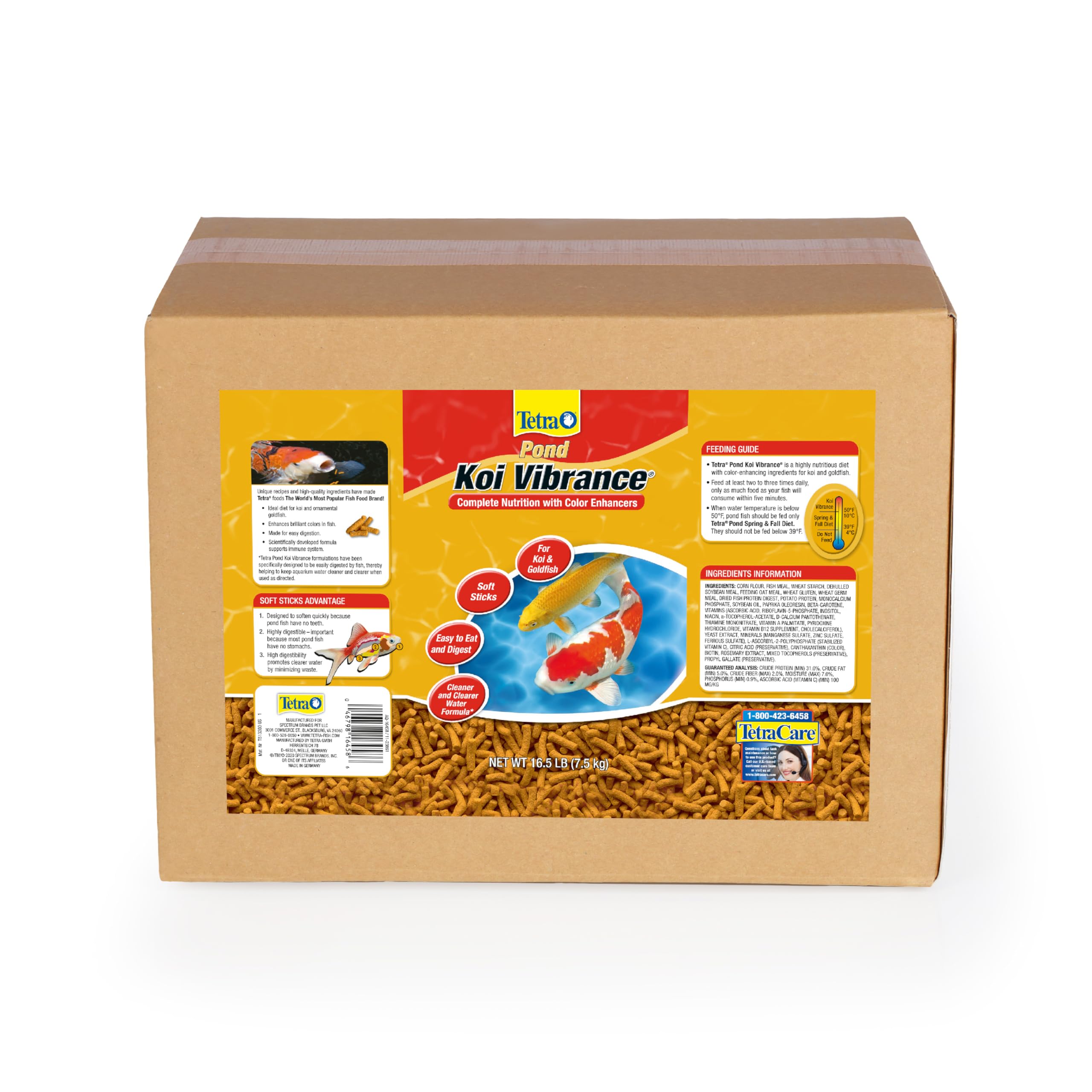 TetraPond Koi Vibrance soft sticks on packaging for quick feeding prep