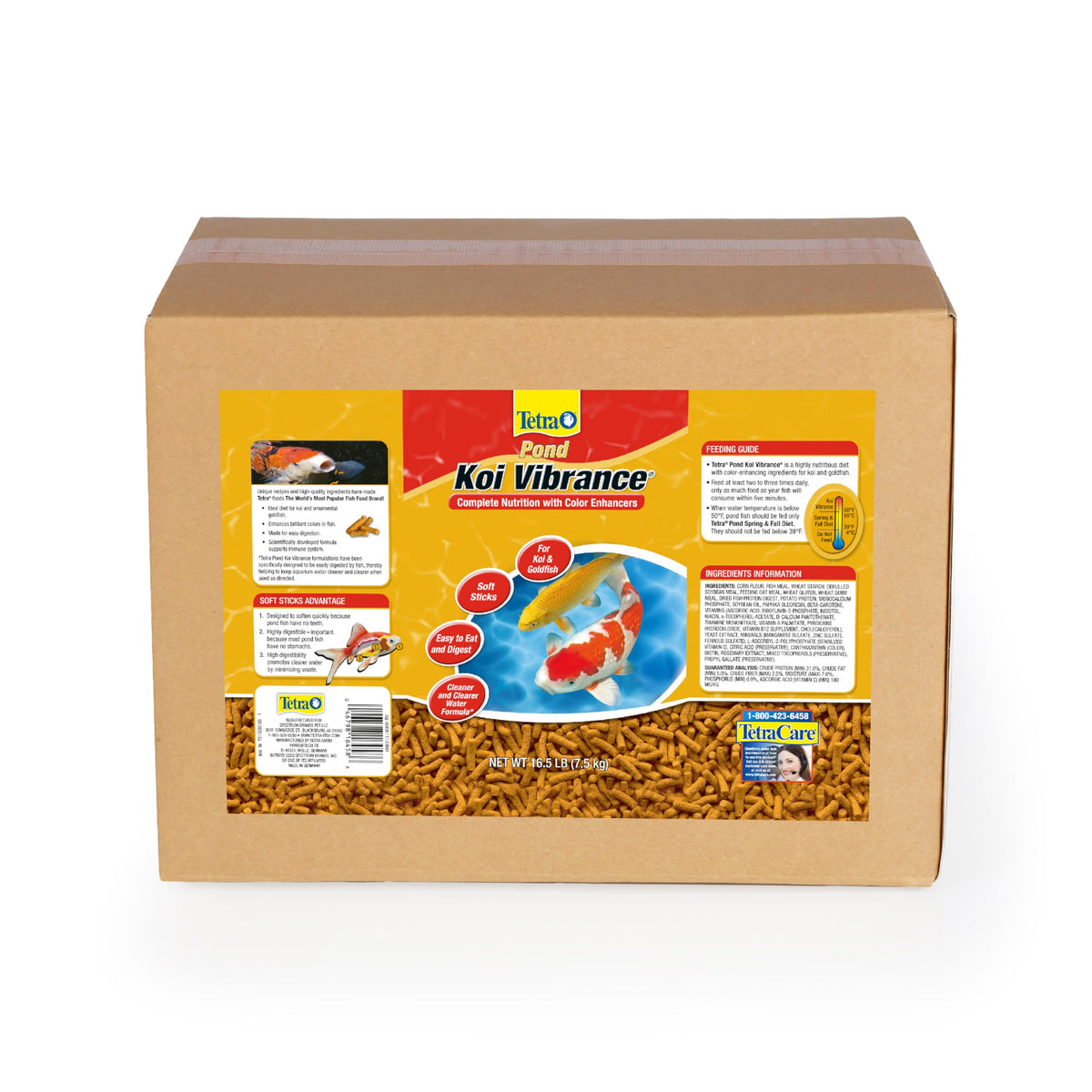 TetraPond Koi Vibrance soft sticks on packaging for quick feeding prep