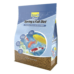 TetraPond Spring and Fall Diet bag front showing brand and soft sticks for cool-water feeding.