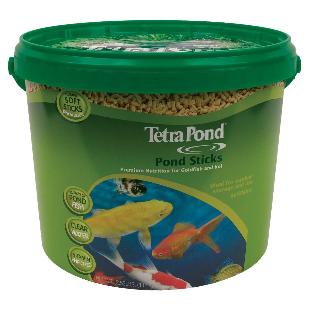 TetraPond Pond Sticks packaging close-up for convenient daily nutrition.