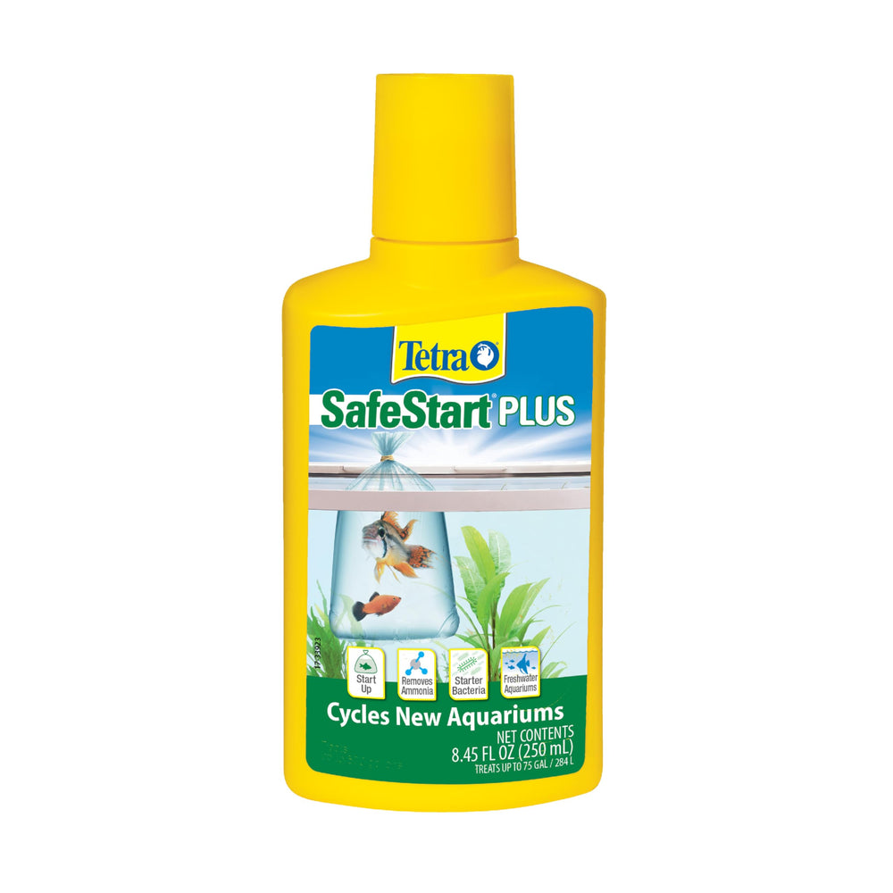 Tetra SafeStart Plus 250ml bottle speeds biofilter establishment in a new tank.