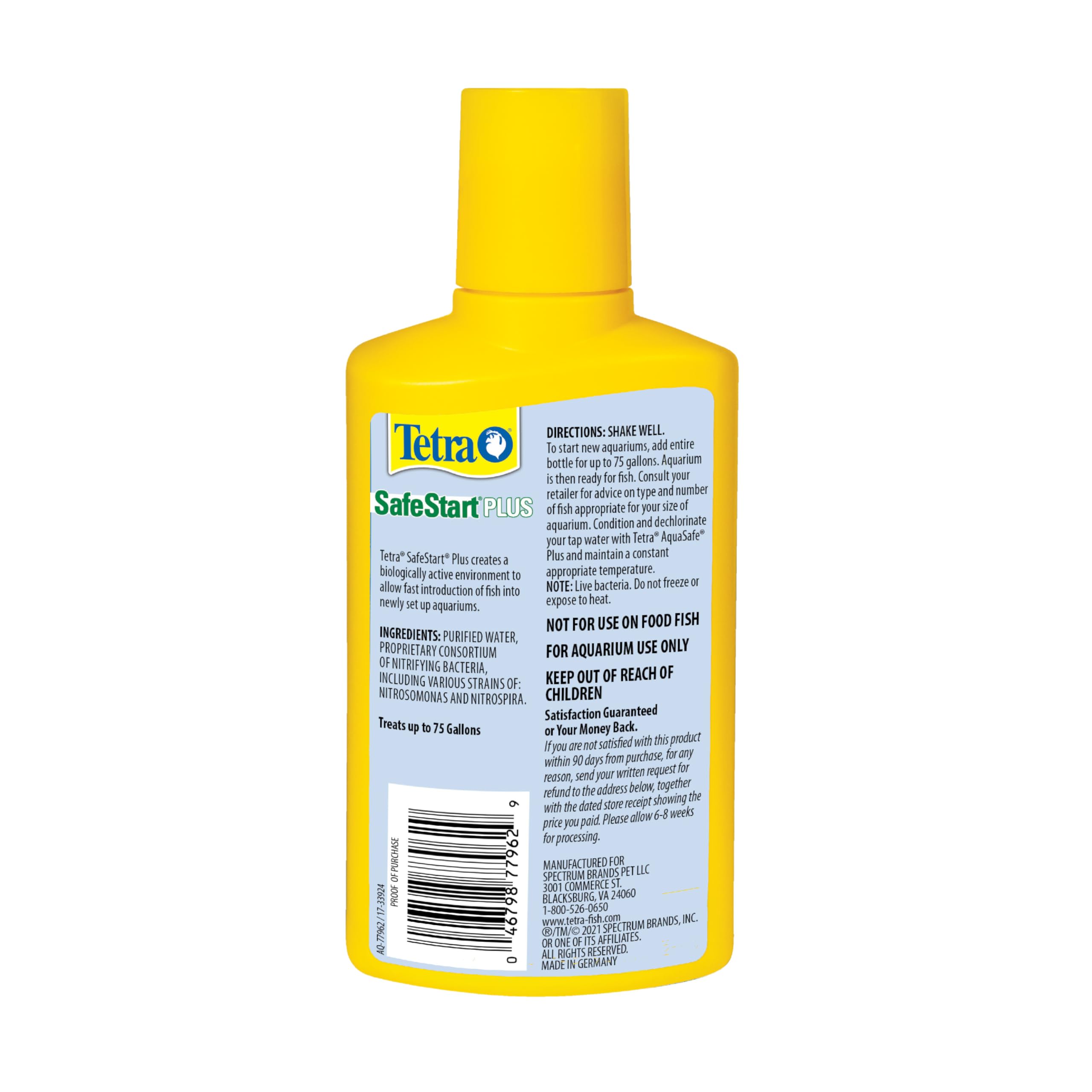 Tetra SafeStart Plus shown in a new aquarium setup for rapid bacteria seeding.