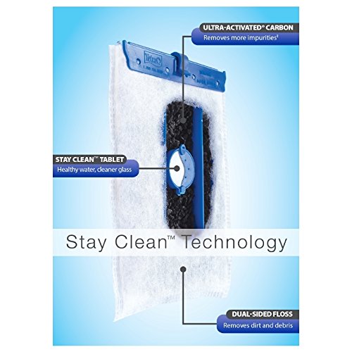 Tetra StayClean technology highlights dirt removal for clearer tank glass.