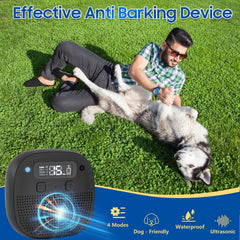 Tetra Ultrasonic Bark Deterrent display shows current mode and battery status