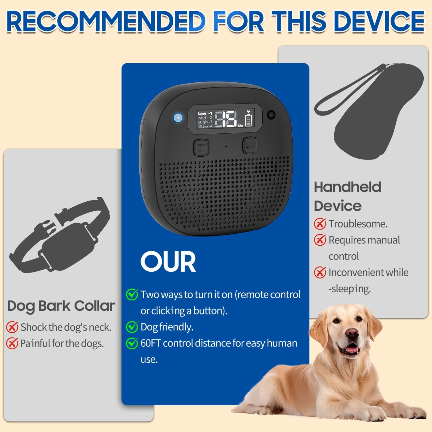 Tetra Ultrasonic Bark Deterrent training mode helps shape calm behavior