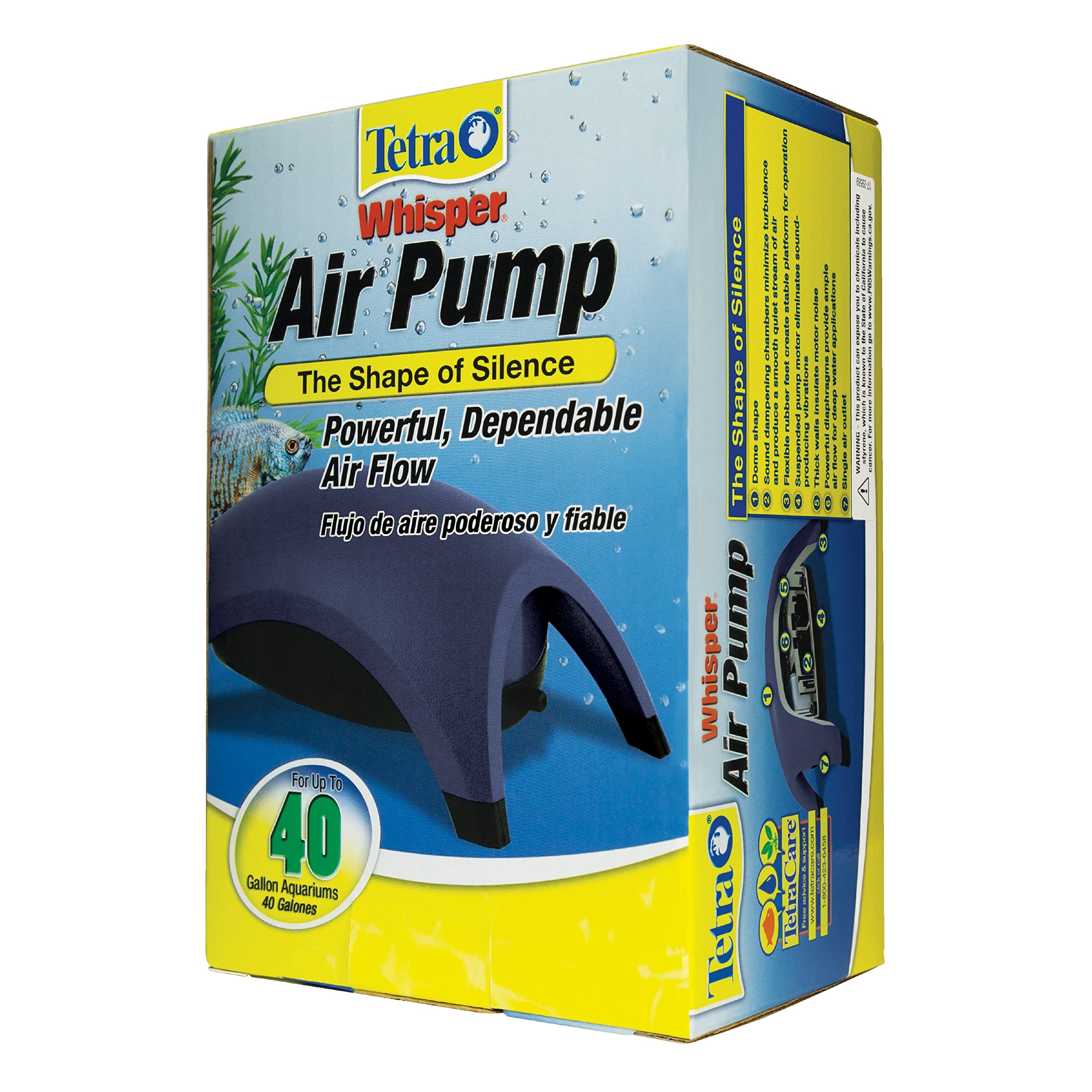Close-up of the dome design on Tetra Whisper Air Pump for reduced turbulence