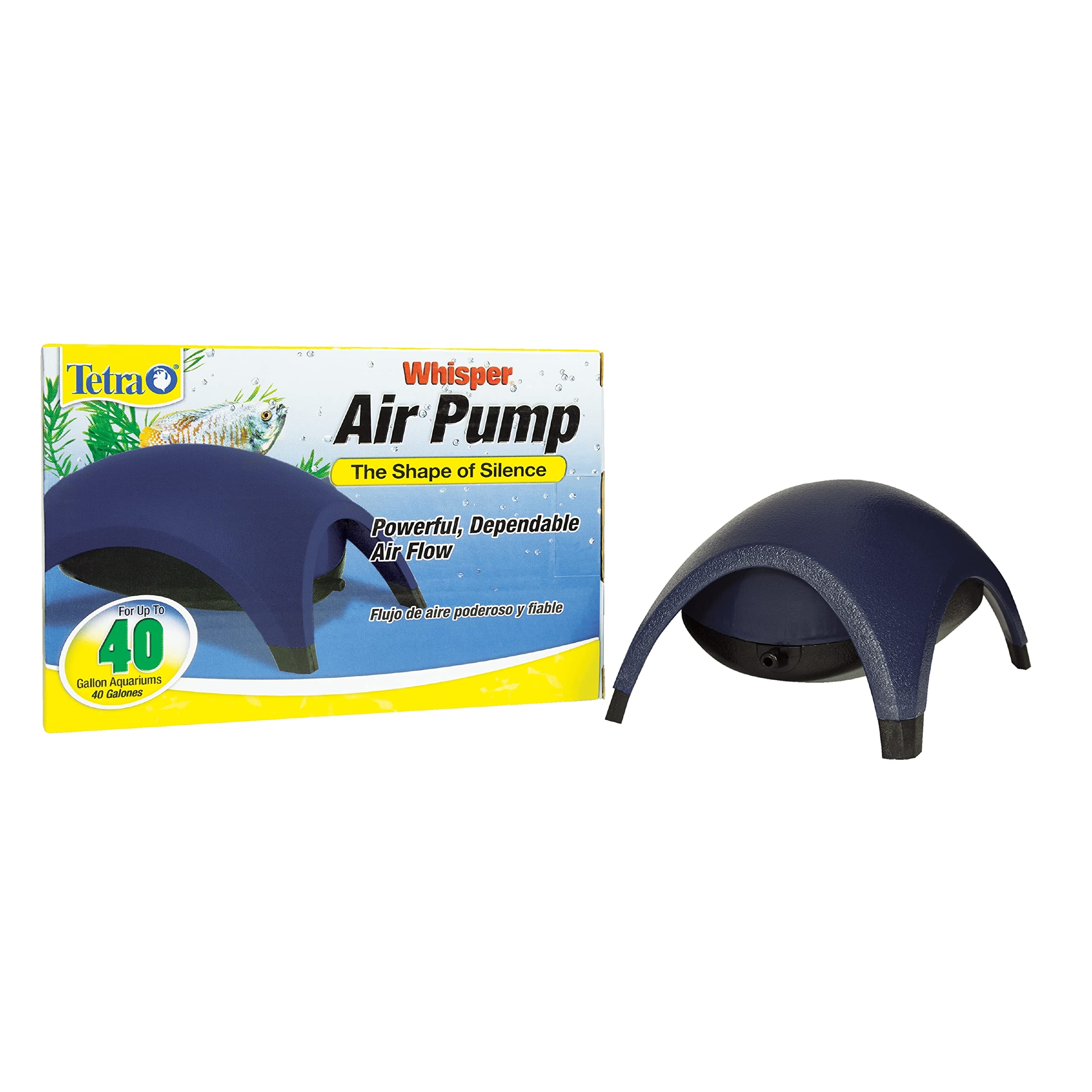 Tetra Whisper Air Pump with rubber feet reducing vibrations for a calmer tank