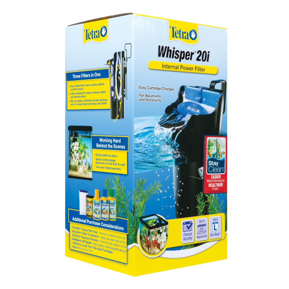 Tetra Whisper Internal Filter includes a pre-assembled Bio-Bag cartridge for easy maintenance.