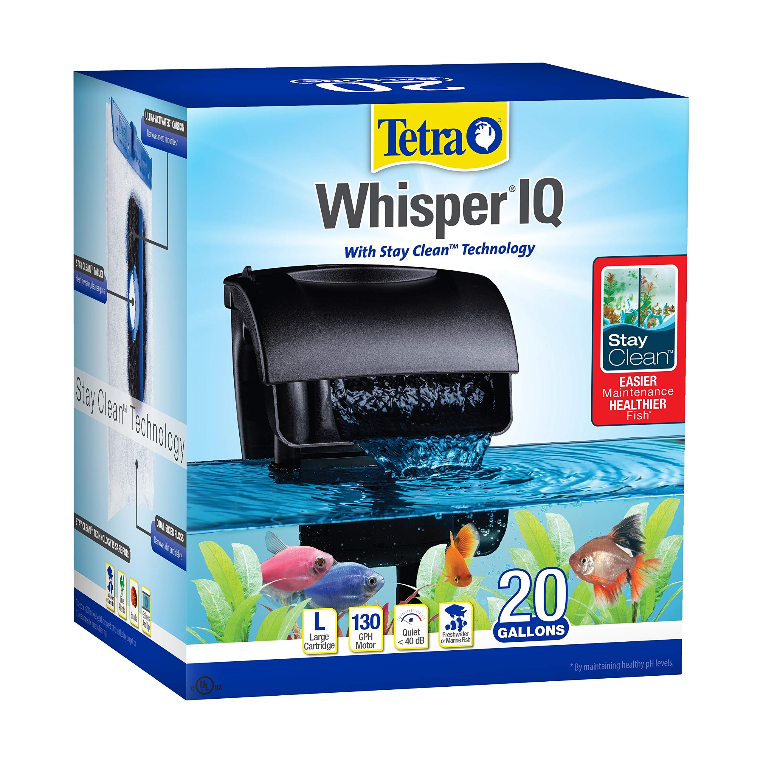 Tetra Whisper IQ 20g filter front view for quiet filtration
