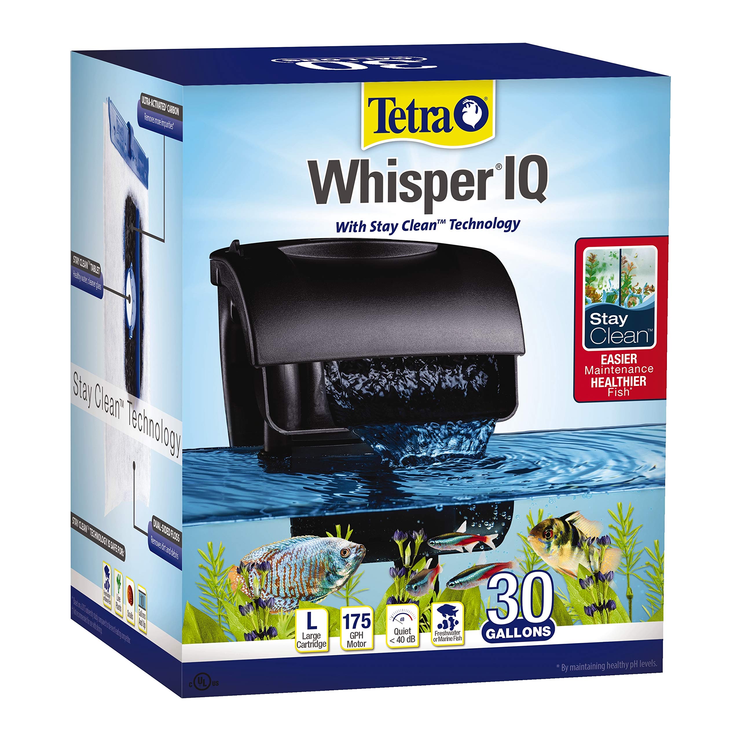 Tetra Whisper IQ Power Filter in quiet-operation view showing near-silent filtration