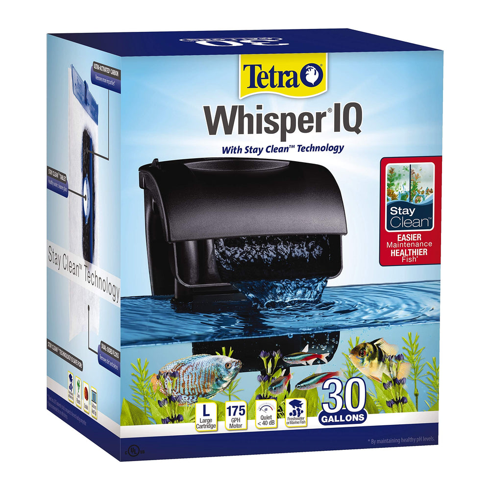 Tetra Whisper IQ Power Filter in quiet-operation view showing near-silent filtration
