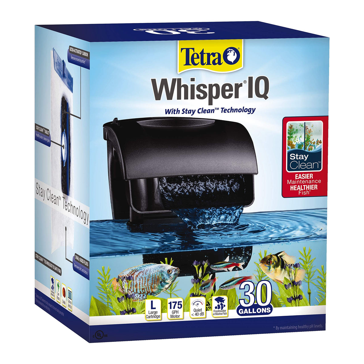 Tetra Whisper IQ Power Filter in quiet-operation view showing near-silent filtration