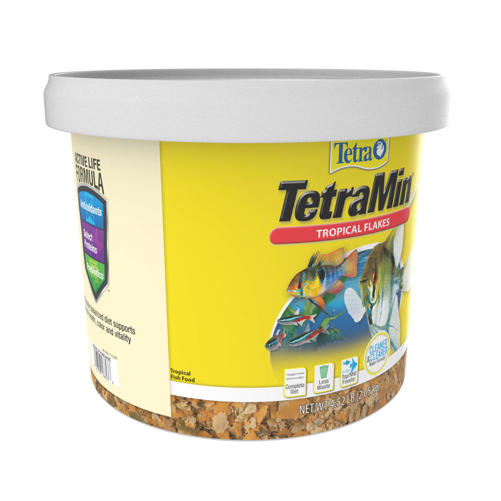 Close-up of Tetramin flakes with tiny pieces for easy consumption
