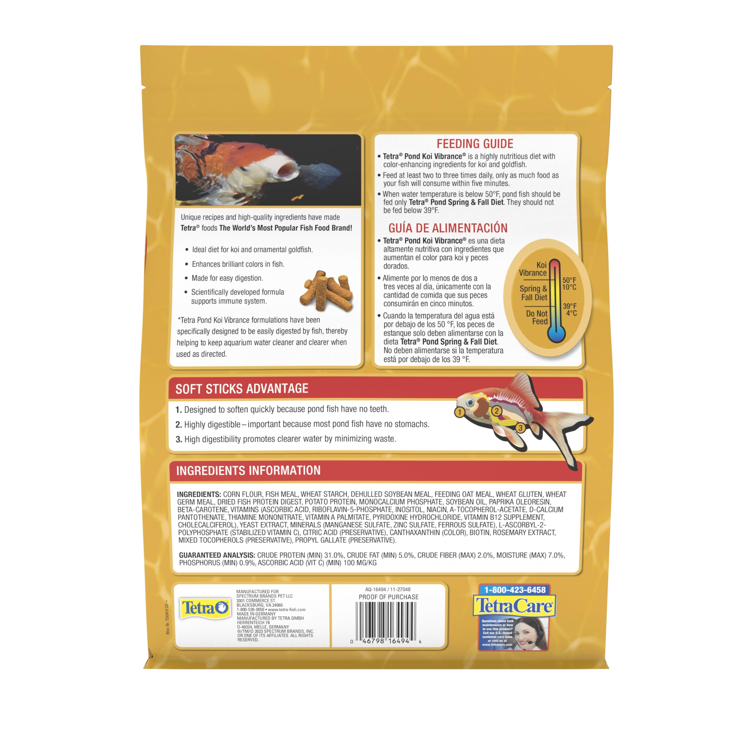 TetraPond Koi Vibrance bottle pour shows convenient feeding and minimal waste.