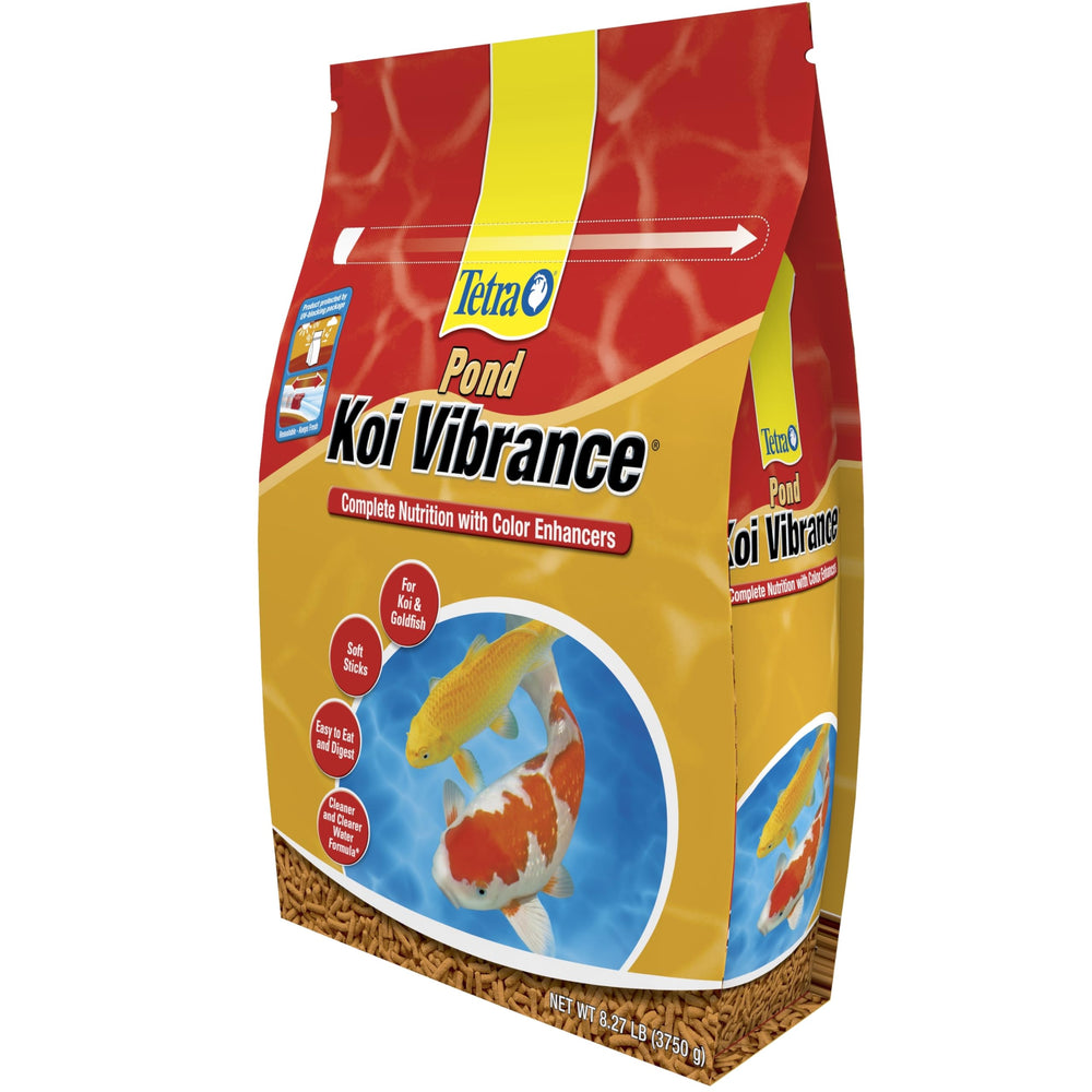 TetraPond Koi Vibrance digestible formula supports nutrient uptake for koi.