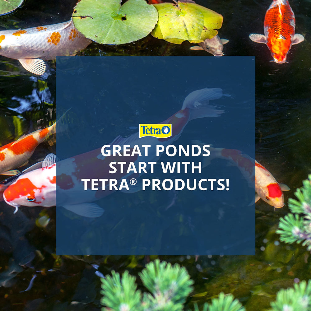 TetraPond Koi Vibrance packaging label emphasizes nutrition and convenience.