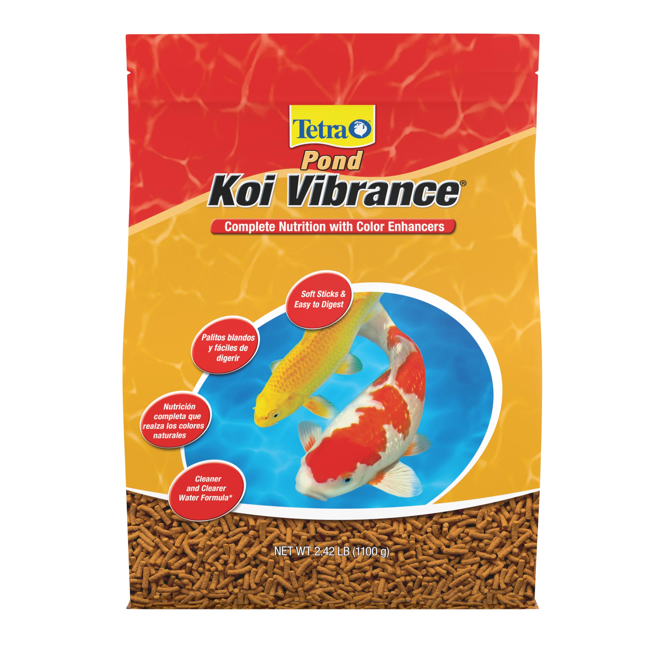 TetraPond Koi Vibrance soft sticks bag front for premium koi nutrition and vibrant color.