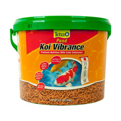 TetraPond Koi Vibrance bottle-pour shows convenient feeding for koi and goldfish.