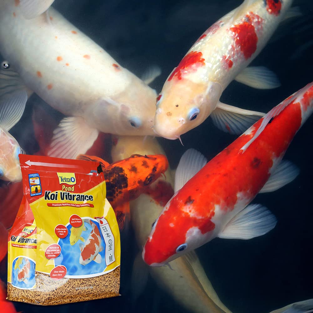 TetraPond Koi Vibrance soft sticks floating in water for easy feeding and clear-water benefits.