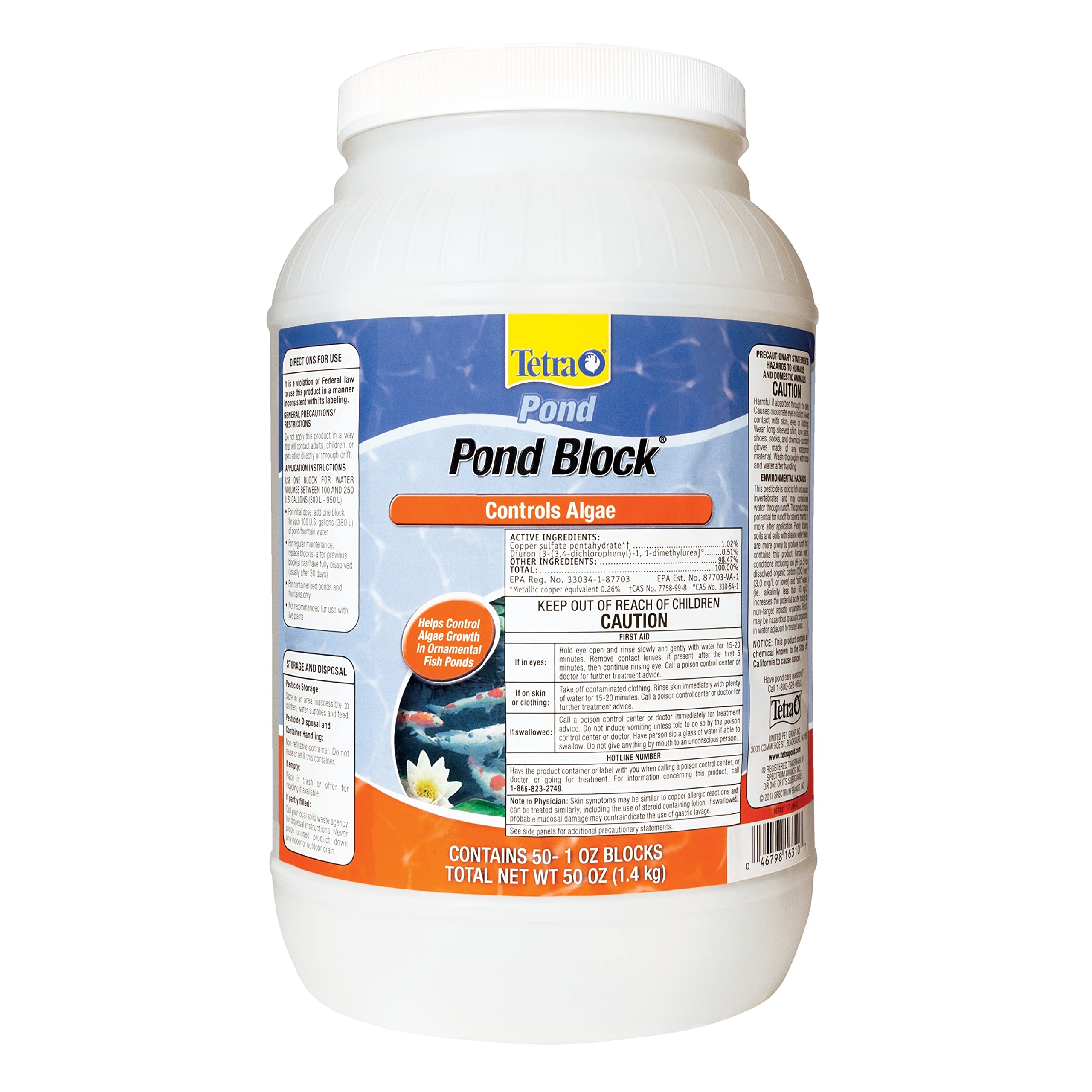 TetraPond Pond Block promotes clearer water in ornamental ponds and fountains.