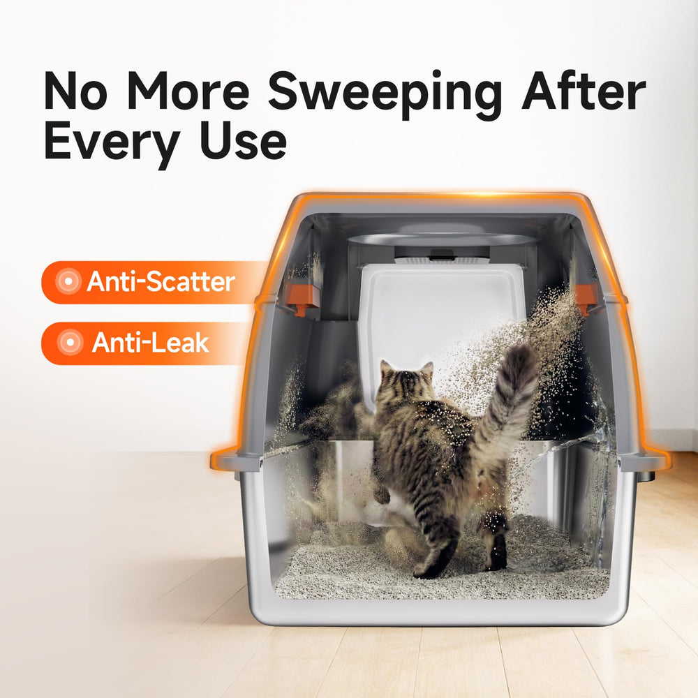 Tevila 3-in-1 modular litter box adapts to enclosed, semi-covered, or open setups.