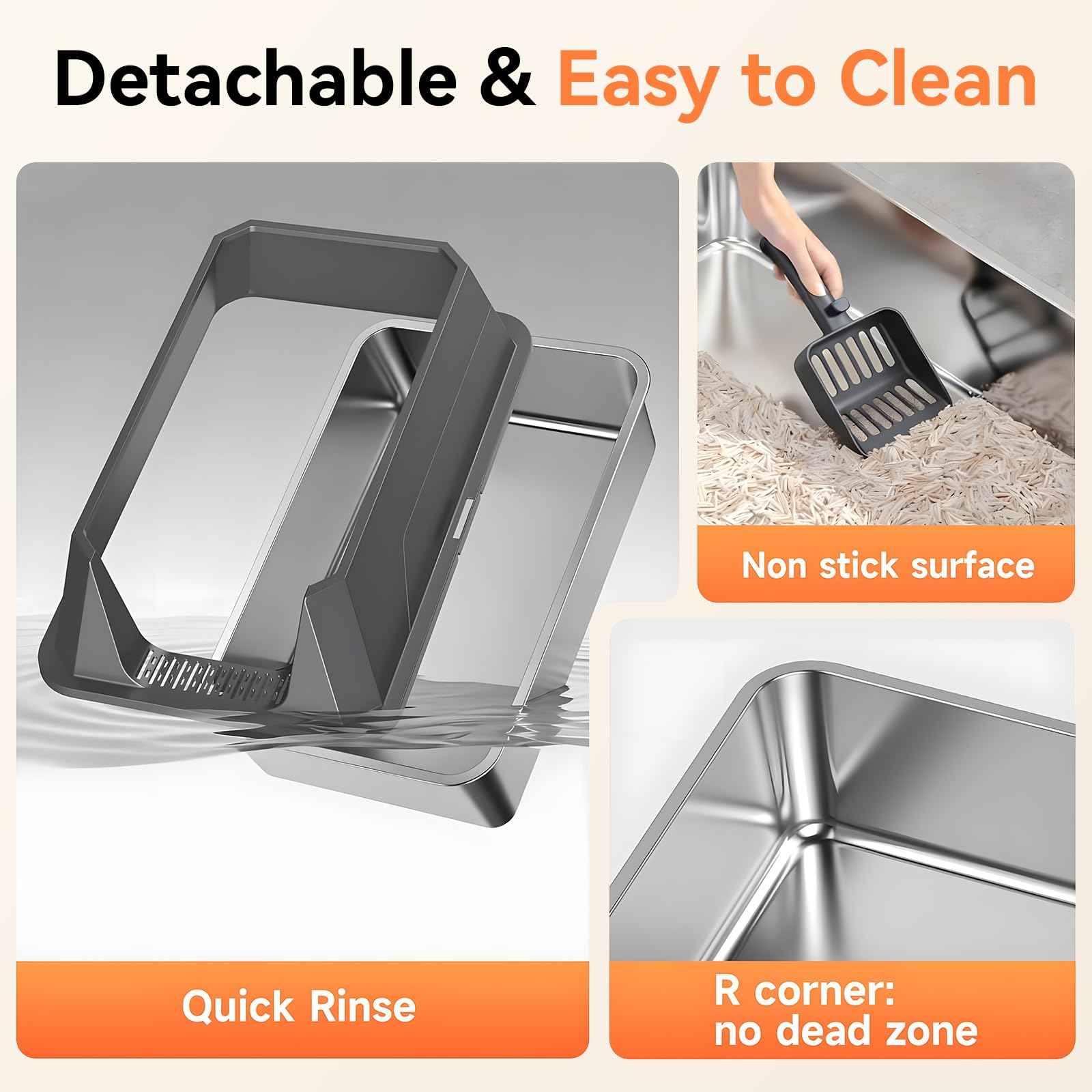 Tevila litter box includes a scoop for convenient cleanup