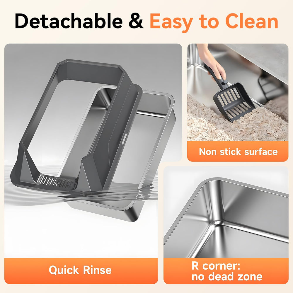 Tevila litter box includes a scoop for convenient cleanup