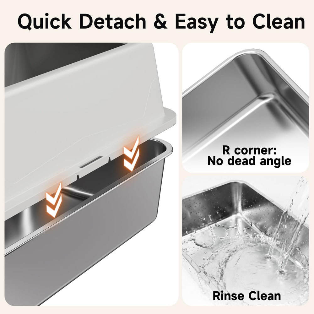 Tevila non-porous stainless steel resists odors during digging.