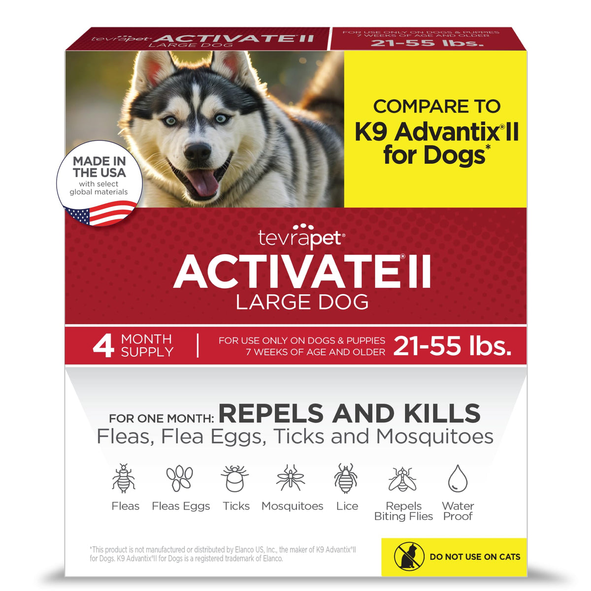 TevraPet Activate II dog drops bottle for fast flea and tick protection.