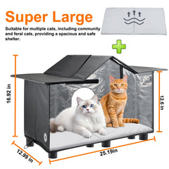 Texsens Outdoor Cat House collapsible design enables tool-free, rapid setup