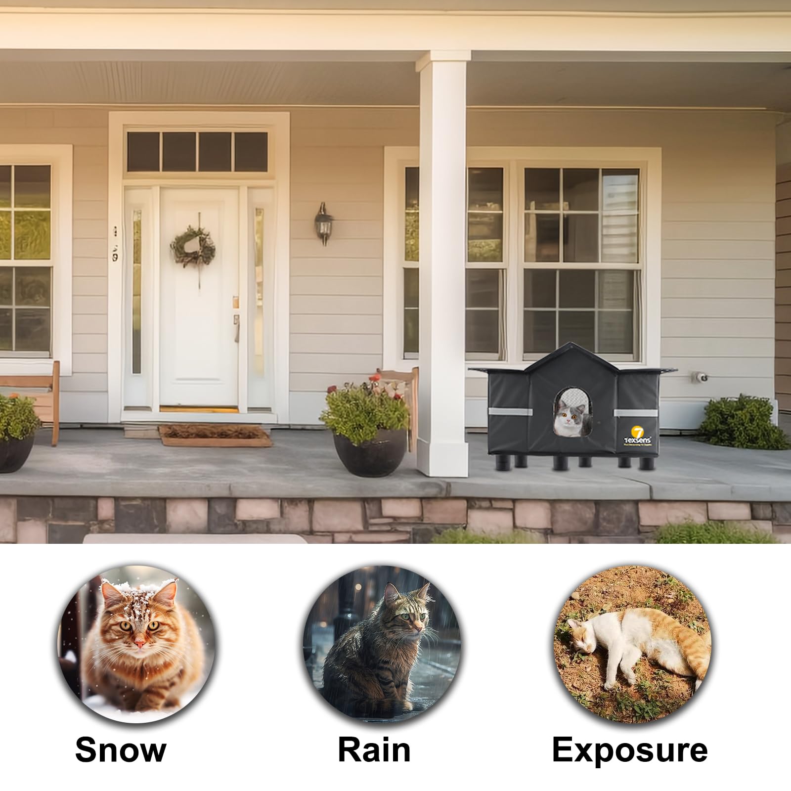 Texsens Outdoor Cat House machine-washable mats simplify cleaning