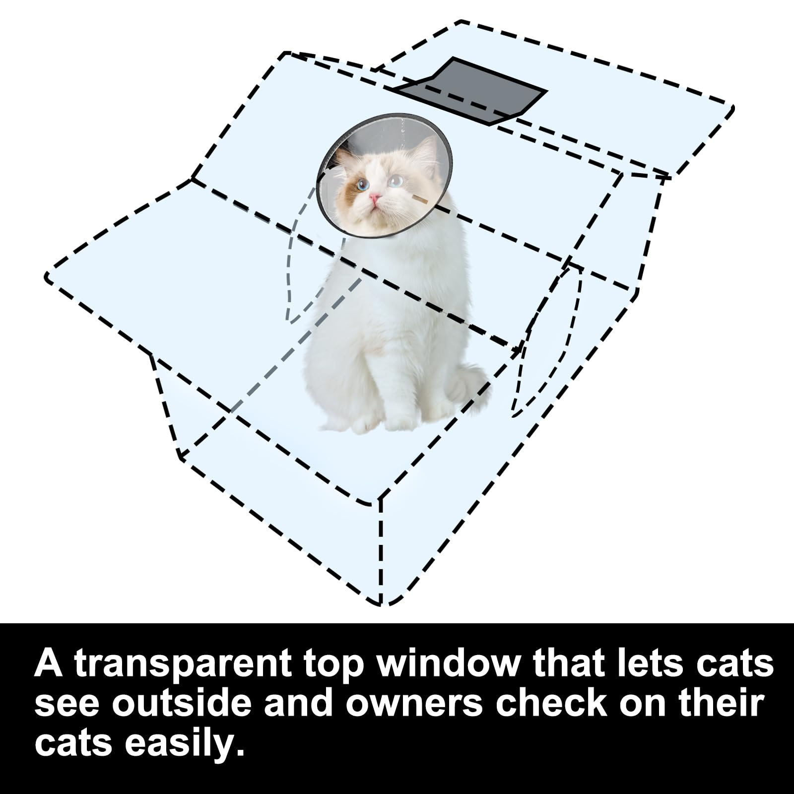 Texsens Outdoor Cat House observation window helps you check on cats easily