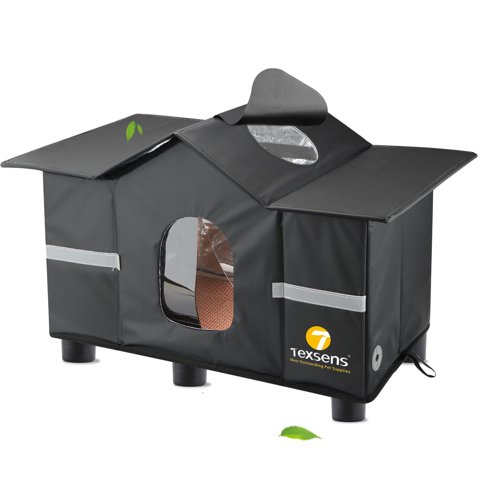 Texsens Outdoor Cat House with roof window provides a safe outdoor viewing point for your cat
