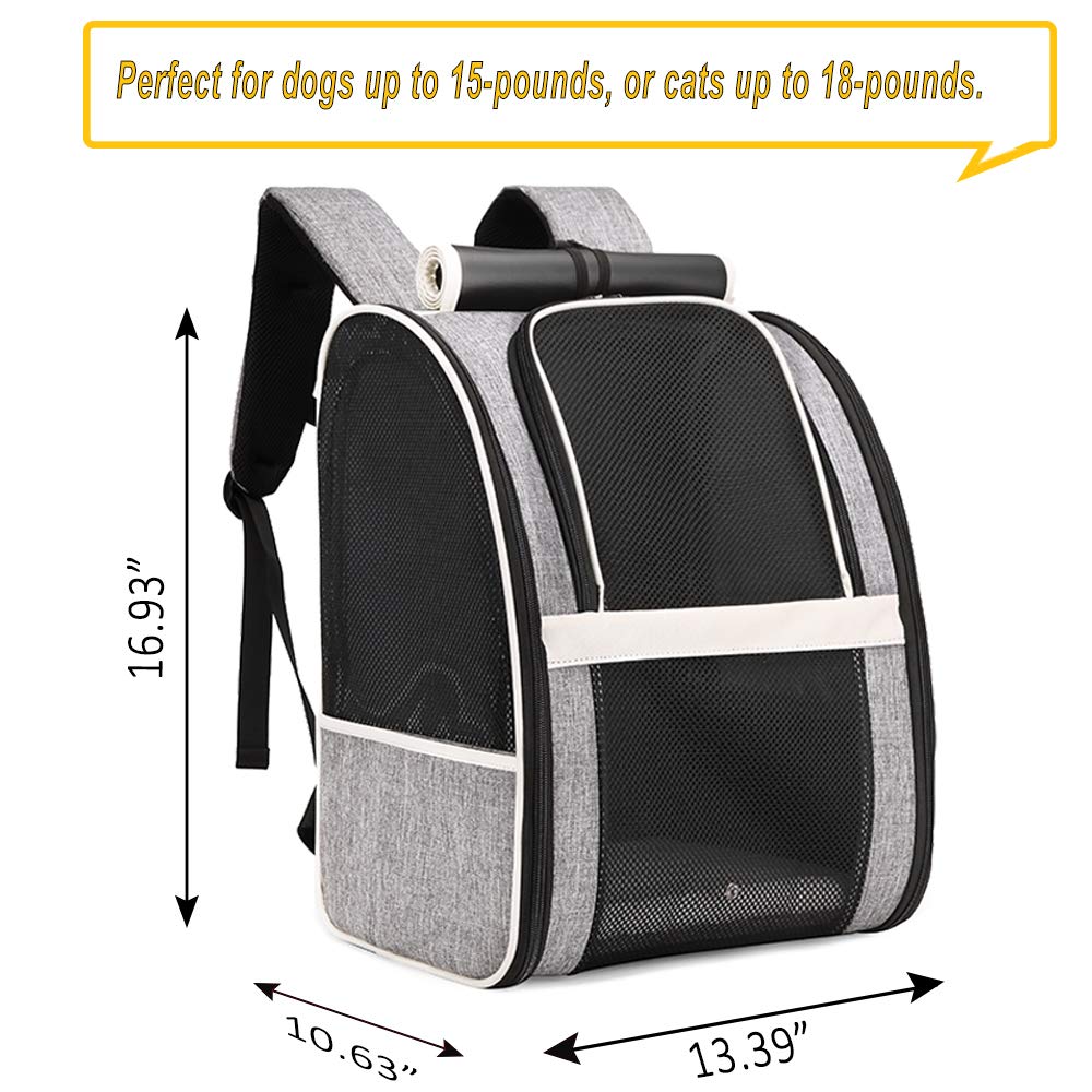 Texsens carrier backpack with privacy curtains showing adjustable half-curtain for breathability.