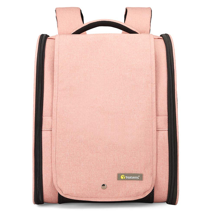 Texsens pet carrier backpack with window blind for privacy during travel