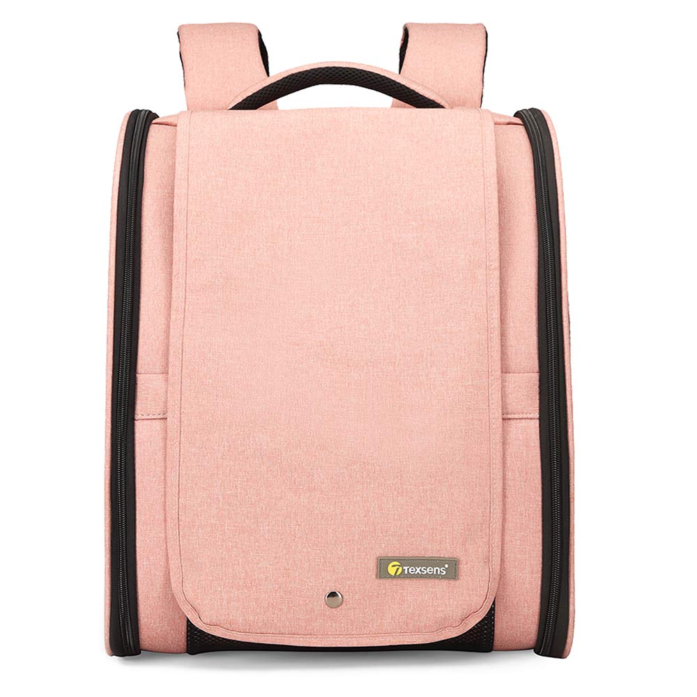 Texsens pet carrier backpack with window blind for privacy during travel