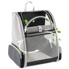 Texsens Traveler Bubble Backpack front view highlights breathable mesh for pet comfort.