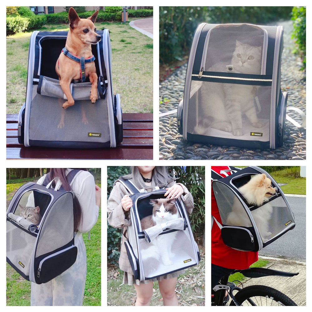 Texsens Traveler Bubble Backpack dimensions fit small pets up to 15 lb dogs or 18 lb cats.