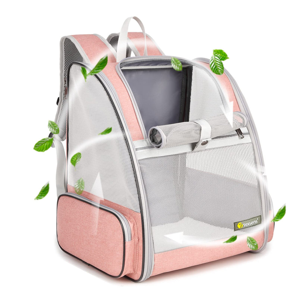 Texsens Traveler Bubble Backpack front view, compact design for easy pet travel.