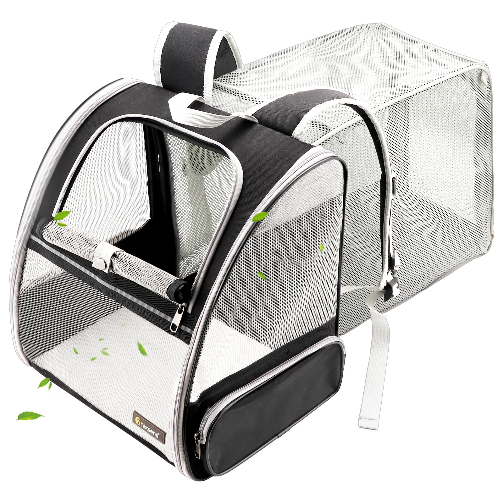 Texsens Traveler Bubble Backpack front view, breathable mesh promotes airflow for small pets.