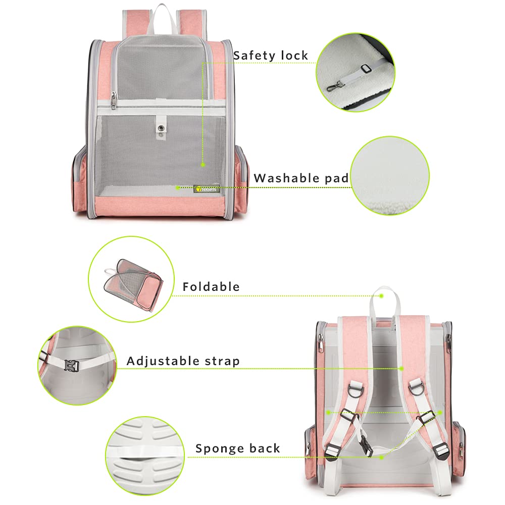 Texsens Traveler Bubble Backpack removable mat inside for cozy pet comfort.