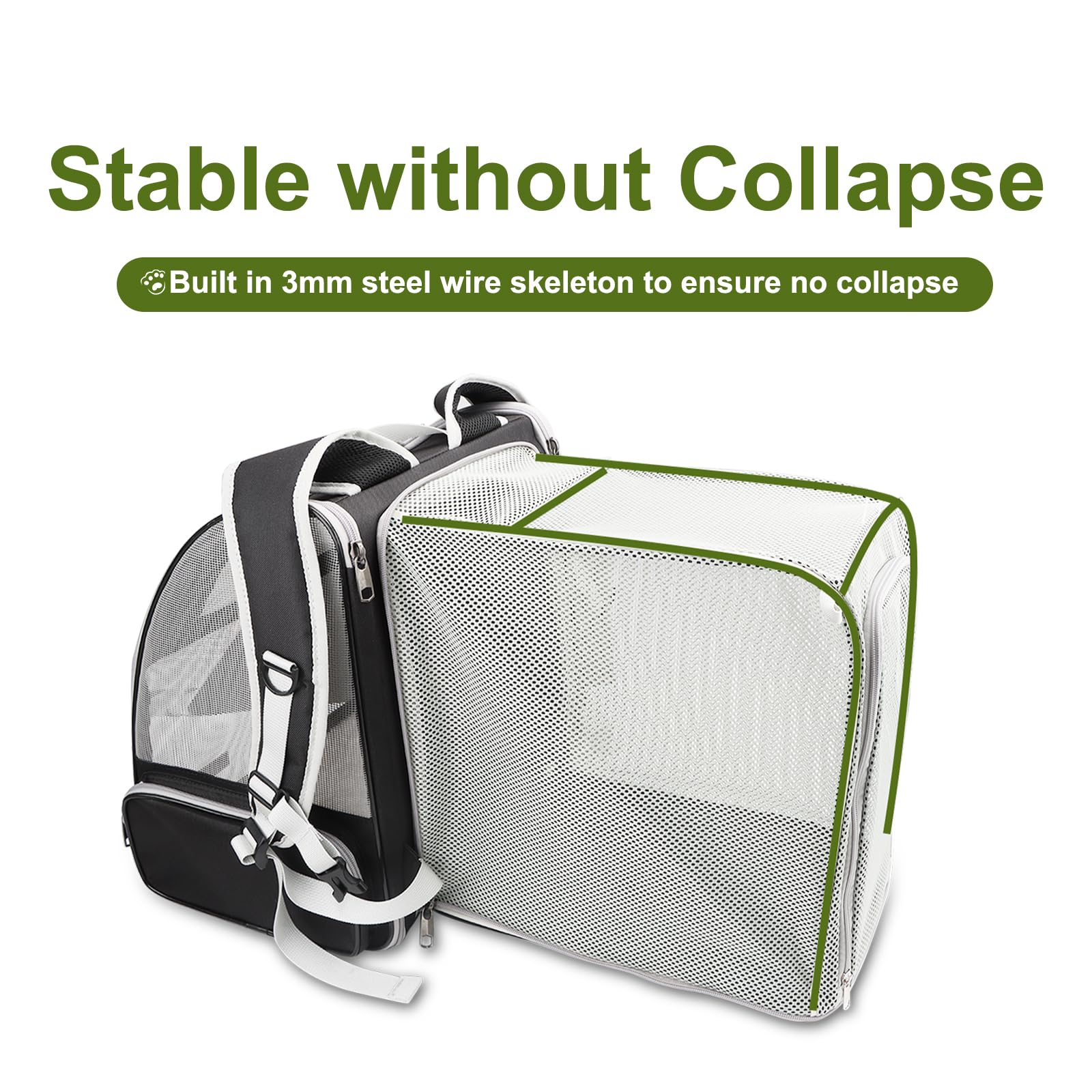 Texsens Traveler Bubble Backpack top view for easy pet entry.