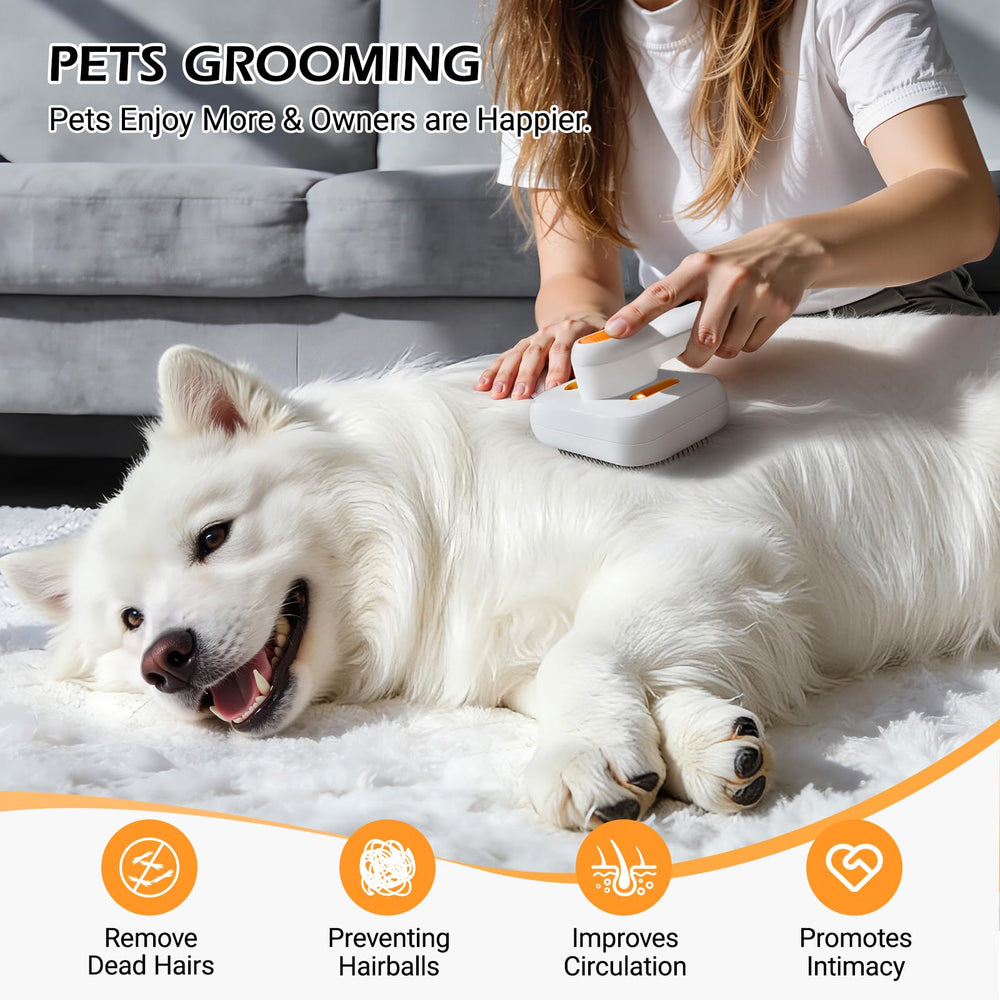 Tezkoles 3-in-1 Pet Steam Brush quick-release bottom plate for hair removal