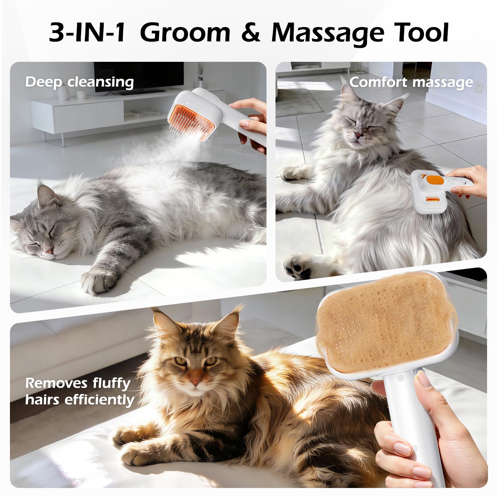 Tezkoles 3-in-1 Pet Steam Brush two-speed settings for shedding control