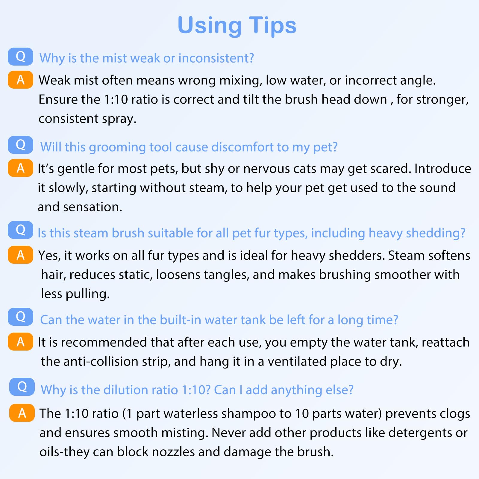 Tezkoles 3-in-1 Pet Steam Brush USB charging indicator keeps it ready