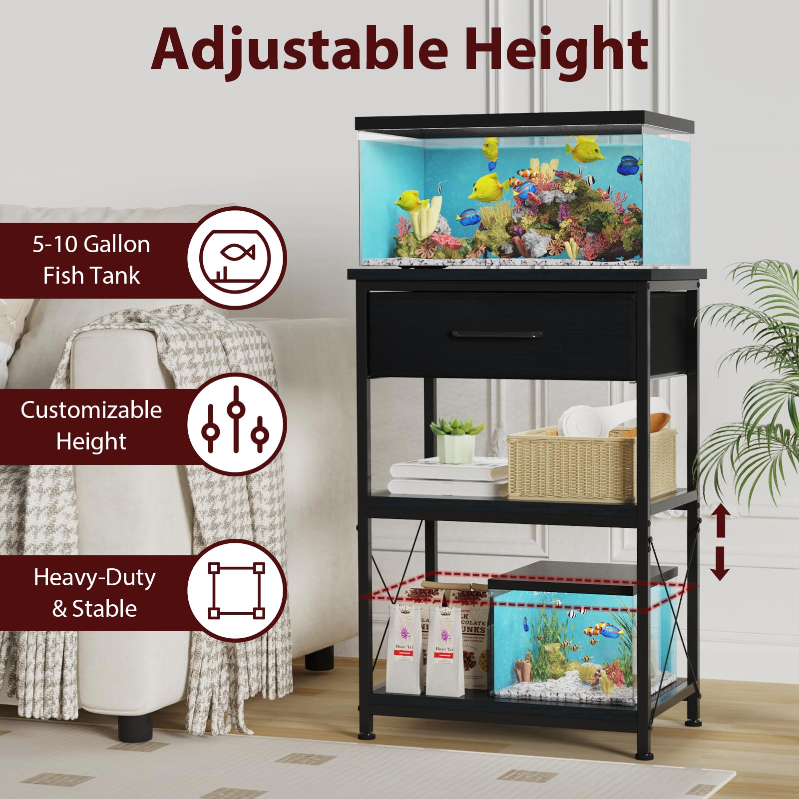 TFK stand bottom shelf storage example for extra equipment.