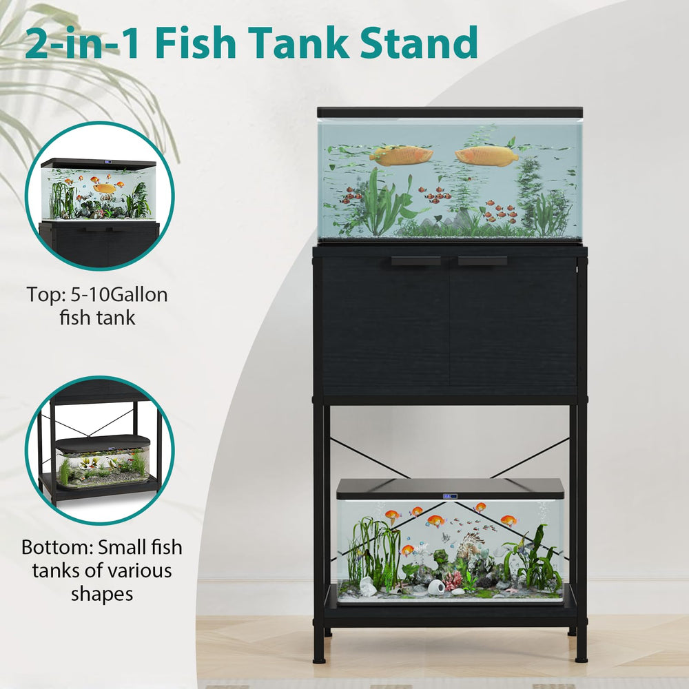 TFK stand bottom storage shown with cabinets, ideal for accessories organization