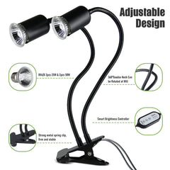 TFNN Reptile Heat Lamp features a strong clamp for secure mounting.
