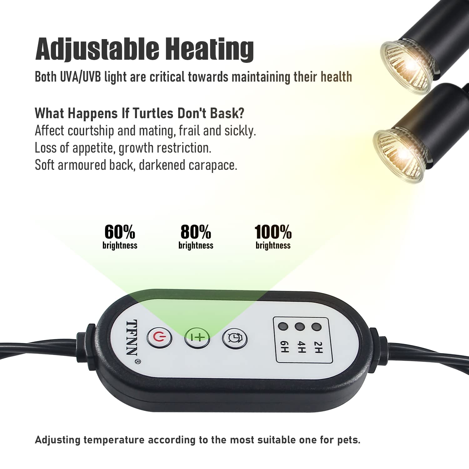 TFNN Reptile Heat Lamp UVB 25W and 50W bulbs deliver UV exposure and warmth.